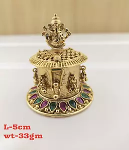 Indio Bollywood Boda Sindoor Dabbi Kumkum Caja Pooja Regalo Joyería GANESHA - Imagen 1 de 2