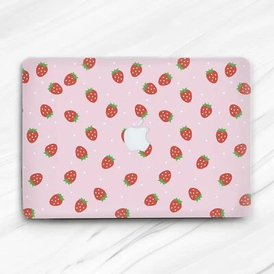 Cute Strawberries Minimalist Pink Hard Case For Macbook Air 13 Pro 16 13 14 15 - Image 1 of 4