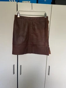 BANANA REPUBLIC LEATHER SKIRT SIZE 6 UK 10 COLOUR BROWN - Picture 1 of 2