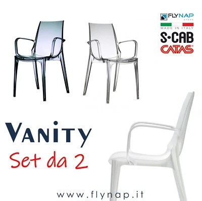 SCAB DESIGN SET 2 SEDIE SEDIA POLICARBONATO VANITY CASA BAR RISTORANTI BISTROT - Immagine 1 di 4