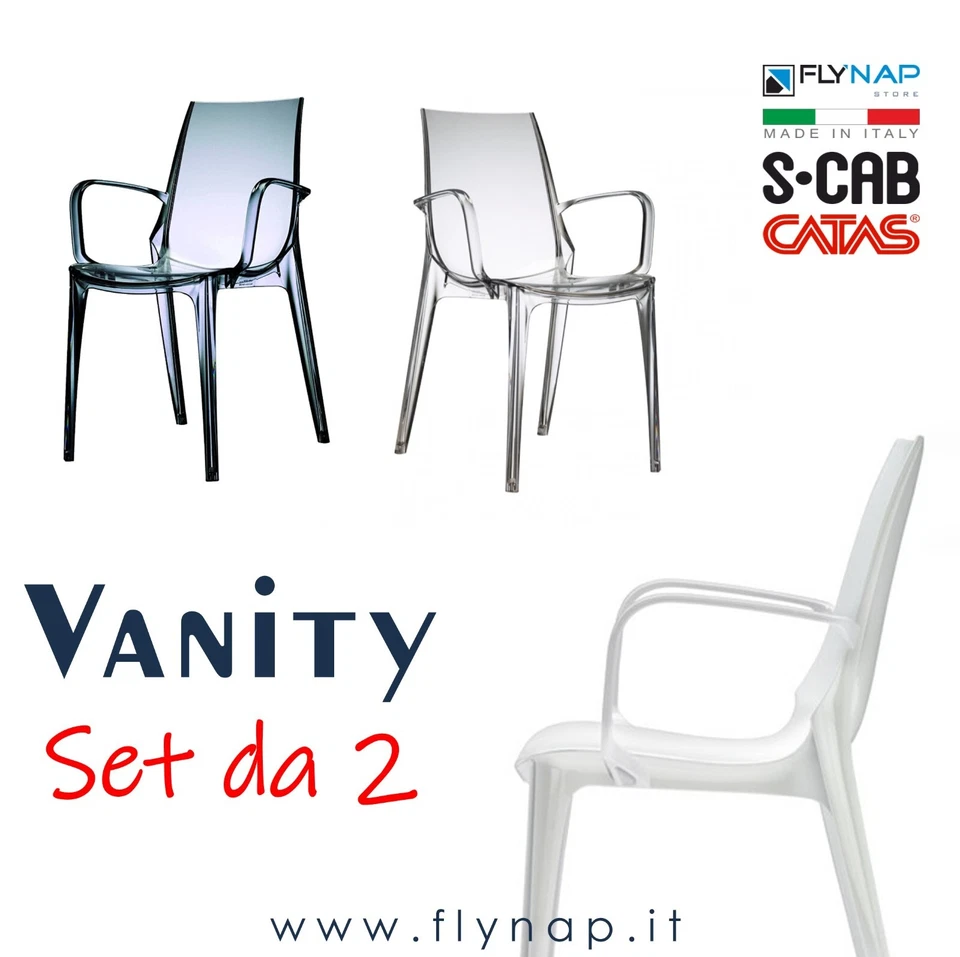 SCAB DESIGN SET 2 SEDIE SEDIA POLICARBONATO VANITY CASA BAR RISTORANTI BISTROT - Immagine 1 di 4