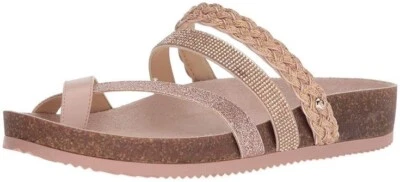 Circus By Sam Edleman Tan Metallic Strappy Slip On Sandals US 8 - Image 1 of 4