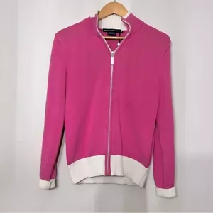 Suéter de Golf Ralph Lauren Cremallera Completa Rosa Preppy Coqueta M Cuello Simulado Tejido Algodón - Imagen 1 de 8