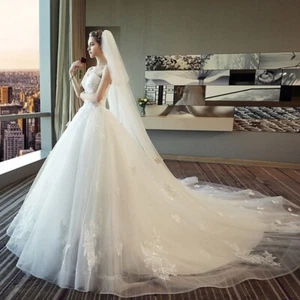 Classic Elegant Ivory Laced Wedding Dress with Train - Delphi - UK Sizes 4-14 - Picture 1 of 5