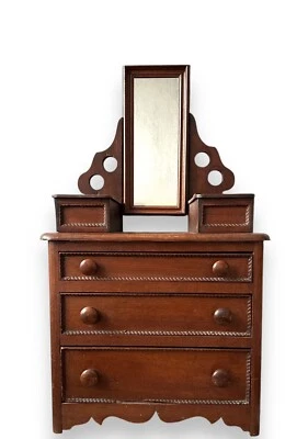 Antique Miniature Chest with Mirror  Salesman Sample - Image 1 of 4