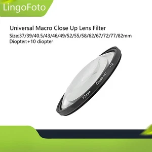 1PCS +10 Diopter Macro Close Up Lens Filter 37/39/46/49/52/55/58/67/72/77/82mm - Picture 1 of 17