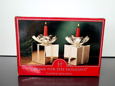 HOME FOR THE HOLIDAYS SILVERPLATE GIFT CANDLE HOLDERS 
