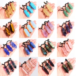 Natural Crystal Pendulum Quartz Stone Pendant Chakra Healing Gemstone Necklace - Picture 1 of 291