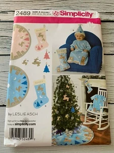 Simplicity Pattern 2489 Baby Bunting Tree Skirt Stocking Ornament Baby Hat Uncut - Picture 1 of 2