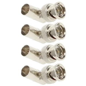 4 Pcs BNC Male to Female Right Angle Adapter Coax Coaxial Cable Connector Nickel - Picture 1 of 4