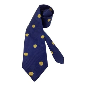 GIANNI VERSACE Blue Baroque Monogrammed Medusa Italy Silk Tie W: 3.75" EX COND - Picture 1 of 6