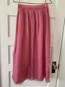 Vintage Sheer Midi Skirt XS Pink Layered Hook Closure Pleated Feminine Coquette - Picture 1 of 14
