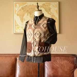 Vintage Navajo Aztec Wool Blend Vest High Grade Western USA Unisex - Picture 1 of 8