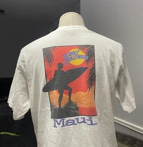 Vintage 90s Planet Hollywood Maui Beach white T-shirt size L - Picture 1 of 5