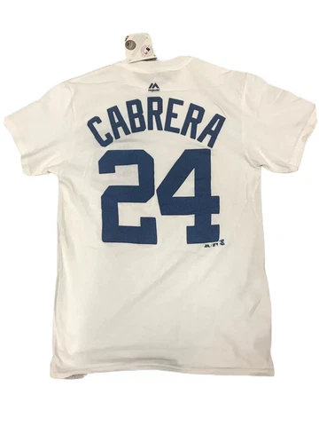 Majestic Detroit Tigers Miguel Cabrera T Shirt  White Blue Mens S NEW Cover