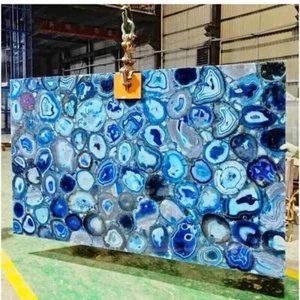 Blue Agate Dining Table Centerpiece Gemstone Kitchen Slab Luxury Furniture Decor - Picture 1 of 8