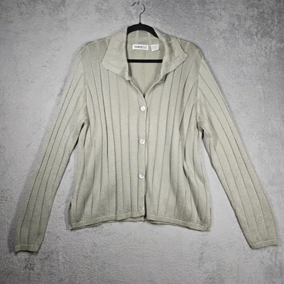 Sunbelt Sagey-Tan Mother Of Pearl Button Down Collared Cardigan Sweater Sz L - Image 1 of 4