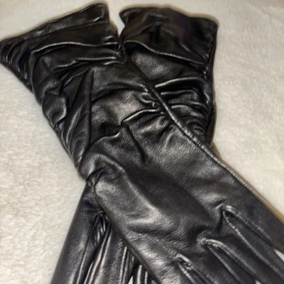 PRADA BLACK GLOVES LAMBSKIN SZ. 7.5 MADE IN ITALY 12 in Long - Image 1 of 4