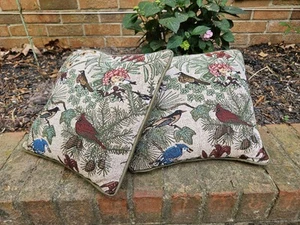 Beautiful Birds Embroidered Throw Pillows Set Of 2, 11" X 11" - Picture 1 of 7