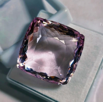 80 Ct Rose Quartz Cushion Shape Pendent Size Lab Created Pink Color Gemstone - Image 1 of 4