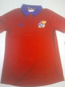 Kansas Jayhawks adidas Climalite Polo Women's Red/Blue New - Picture 1 of 4