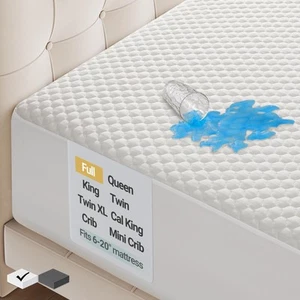 Waterproof Mattress Protector, Full Size, Fitted Sheet with Stretchable Pocke... - Picture 1 of 8