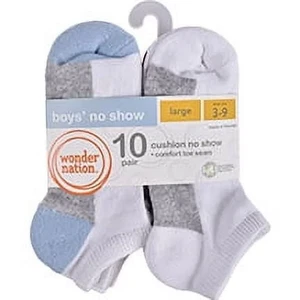 Boys Heel Toe Contrast No Show Socks, 10 Pack, Sizes S-L - Picture 1 of 12