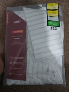 Dunelm Thermal Pencil Pleat Striped Width 66" Drop 54" Reduce Noise Keep Heat - Picture 1 of 8