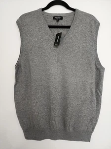 Express Sweater Vest Mens XL Merino Wool Gray V Neck Sleeveless - Picture 1 of 5