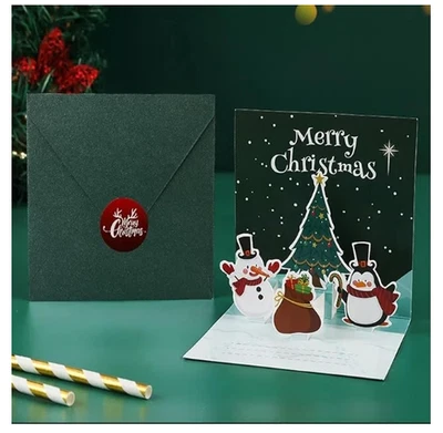 Tarjeta de FELIZ NAVIDAD con sello de firma con regalos 3D envueltos individualmente Foto 1 de 2