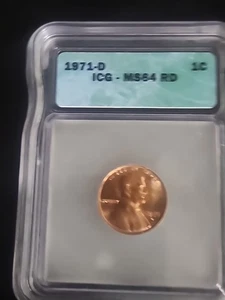 1971-D Uncirculated Lincoln Memorial Cent - ICG MS64 RD Free Shipping  - Picture 1 of 2