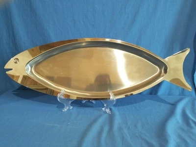 Grande Vassoio Portata Design Pesce Piazza Effepi Acciaio Inox 18/10 - Immagine 1 di 4
