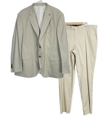 Traje Peter Millar Dos Botones Para Hombre Talla 50 R Beige Algodón Mezcla Seda NUEVO SIN ETIQUETAS NUEVO Foto 1 de 4