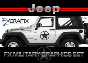 Jeep CJ TJ JK YJ Wrangler Rubicon Ops Military Stars Army Style Graphics Decal - Picture 1 of 3