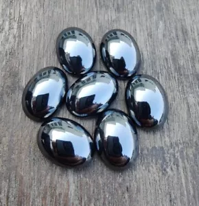 AAA+ Natural Hematite Oval Cabochon Flat Back Calibrated Sizes Loose Gemstones - Picture 1 of 10