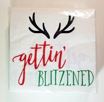 Humorous Holiday Beverage Napkins Gettin' Blitzened 40 Count Pack Triple-Ply - Image 1 of 2