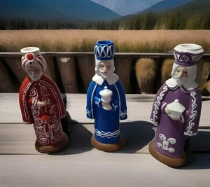 Vintage Kerzenständer drei Weise Männer ALBEMARLE Keramik IDA Nordgarten Va Weihnachten  - Bild 1 von 13