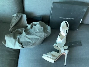 NEW Camilla Skovgaard White Platform Sandals + Dust Bag And Box New - Picture 1 of 8