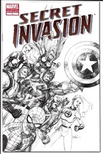 SECRET INVASION #1 LEINIL YU 3RD PRINT SKETCH VARIANT EDITION NM 2008 MARVEL