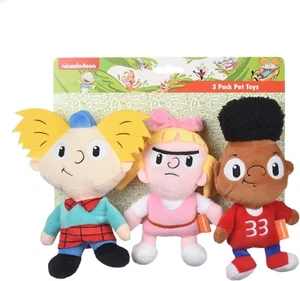 6" Nickelodeon 3 Piece HEY ARNOLD, Helga, and Gerald Figure Plush Dog Toys - Picture 1 of 6