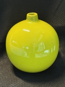 Crate And Barrel Lime Perry Round Bulbous Bud vase Green Glaze 5.5” Tall - Picture 1 of 7