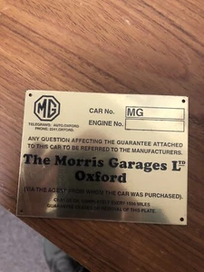 MG MMM Guarantee Plate M Type Oxford - Picture 1 of 1