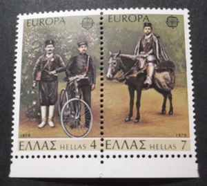 Europa Cept 1979 MNH, Postman on foot & by bike, Rural postman on horseback !!! - Picture 1 of 2