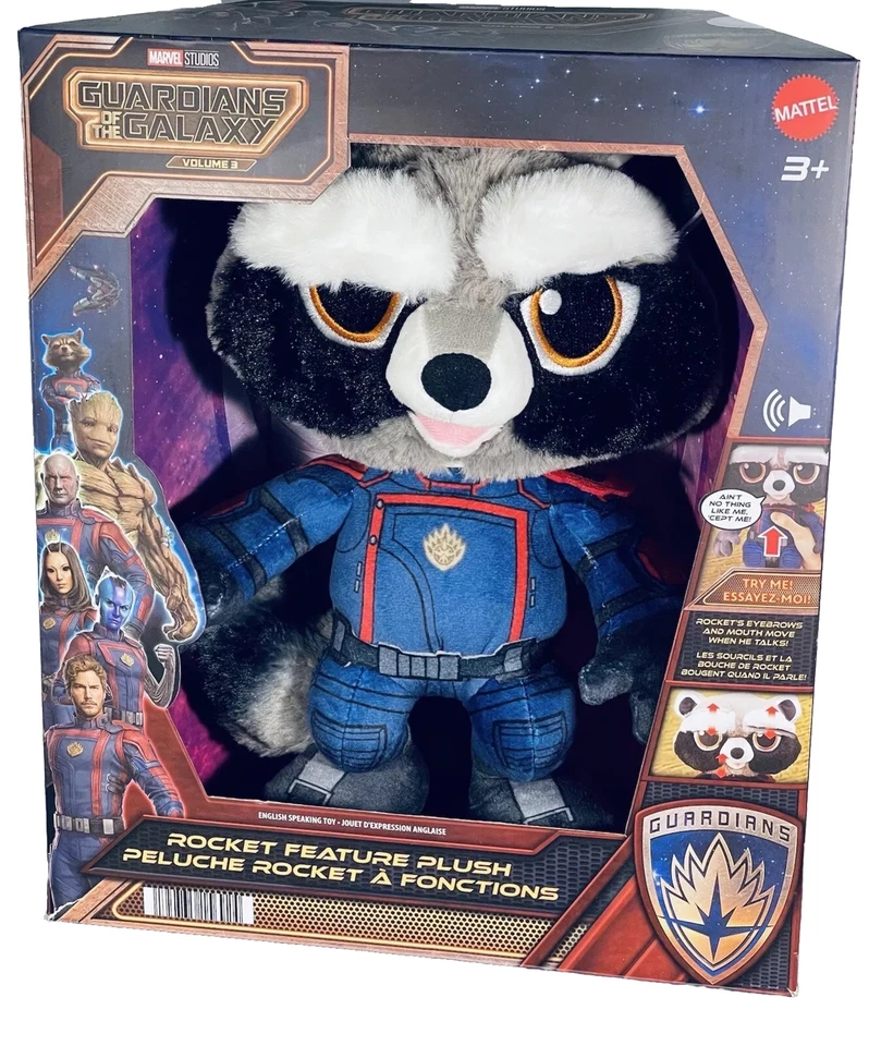 10” Rocket Raccoon Talking Plush Guardians Of The Galaxy Marvel Mattel Toys