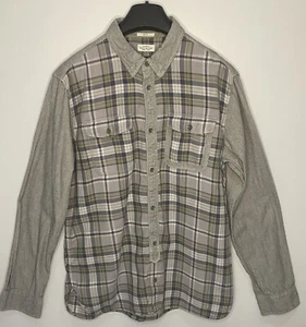 AllSaints Men’s Grey and Khaki Check Shirt Size Large Slim Fit - Picture 1 of 12