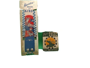 Adventure Braces Suspenders kids Pryms Super Steel snap fasteners vintage lot 2 - Picture 1 of 4