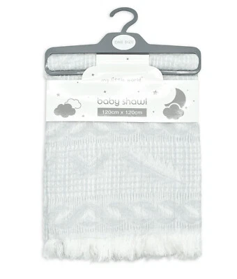 MY LITTLE WORLD Rüschen Babyschal, Halstuch, Decke 120x120cm - grau