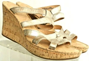 Sandalias Born B05155 Oro Corcho Plataforma Cuña Tacón Tirantes Zapatos Para Mujer 10 - Imagen 1 de 9