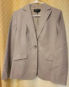 Jones New York Womens Blazer 4 Tan 1 Button Stretch - Picture 1 of 6
