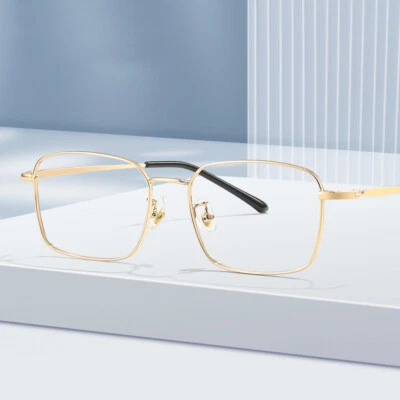 Montura Cuadrada Hombres Ultra Ligera Metal Gafas Negocios Titanio Marco 9g Foto 1 de 4